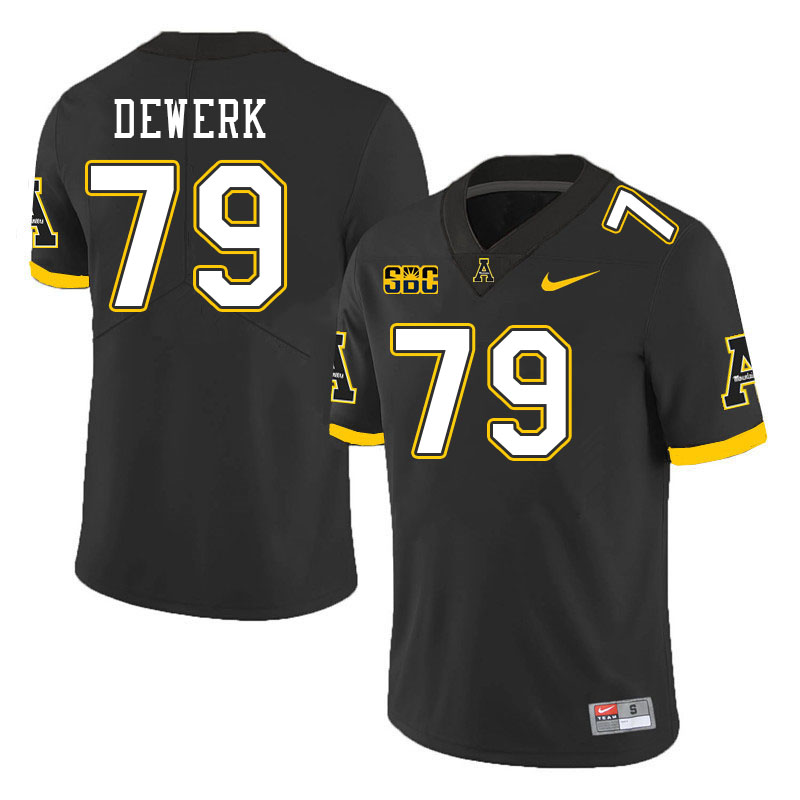 Men #79 Andres Dewerk Appalachian State Mountaineers College Football Jerseys Stitched-Black